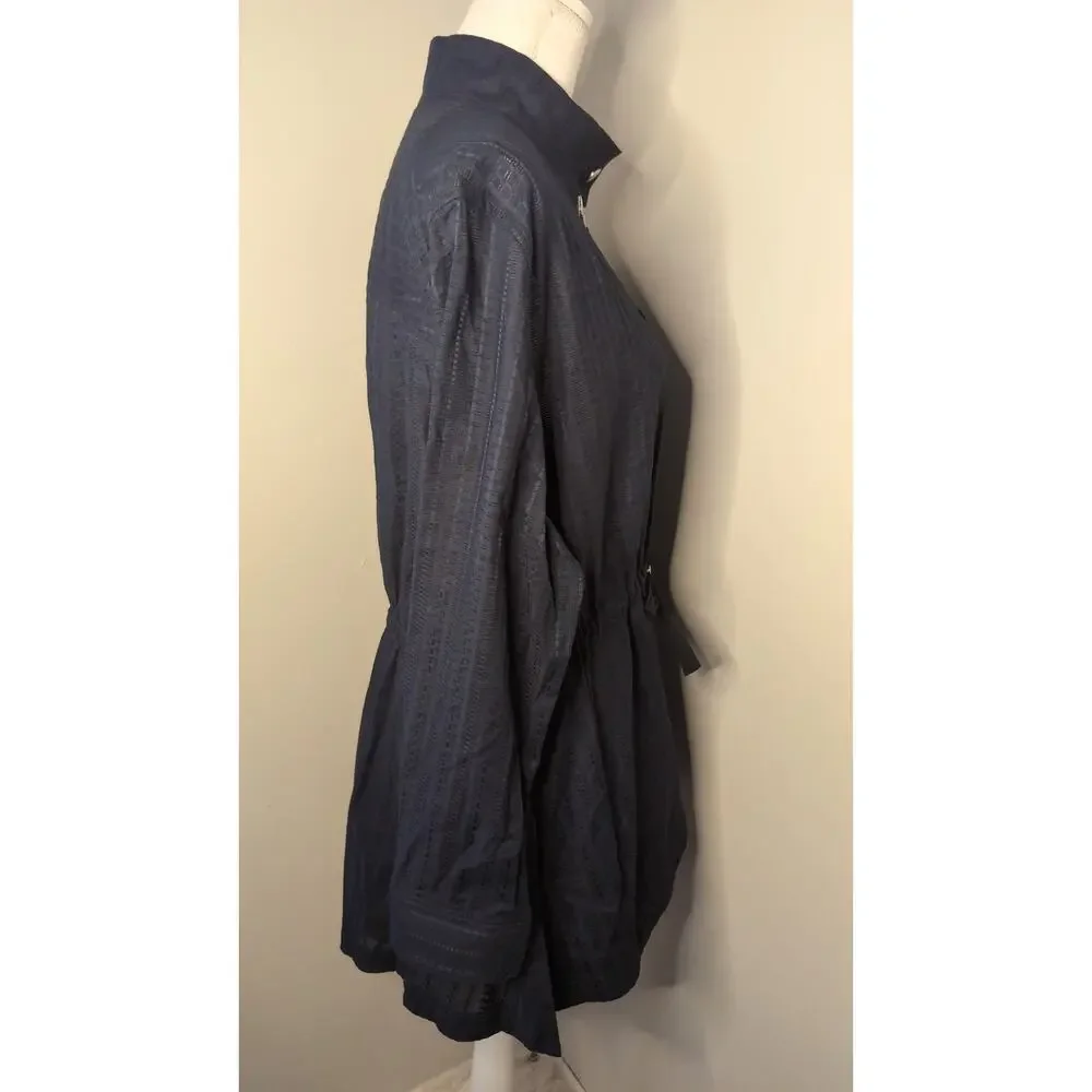 Adam Lippes Navy Double Zip Utility Jacket Quiet Luxury L